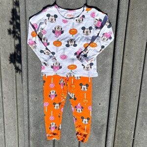 Disney Kids Mickey and Minnie Halloween Pajamas, Pumpkin Lollipop, Fall, Size 5T